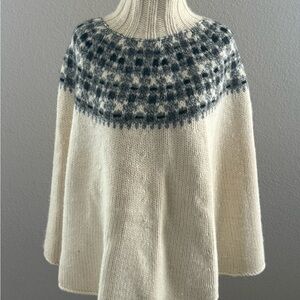 VTG Michael Kors Fair Isle Turtleneck Wool Poncho/ Cape